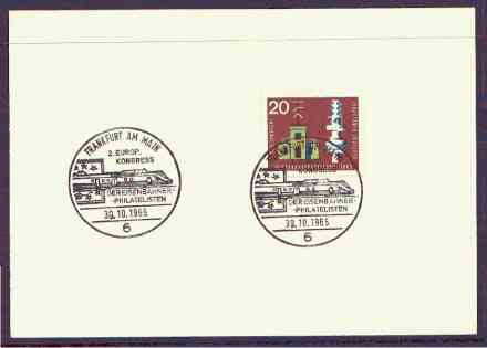 Germany - West 1965 unaddressed card with fine strike of Frankfurt Am Main (6) illustrated Railway cancel