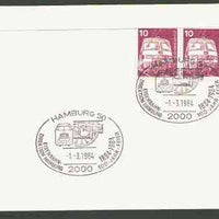 Germany - West 1984 unaddressed card with fine strike of Hamburg 50 (2000) illustrated Railway cancel