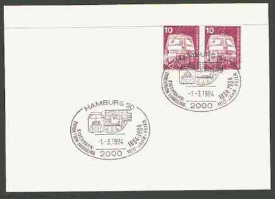 Germany - West 1984 unaddressed card with fine strike of Hamburg 50 (2000) illustrated Railway cancel