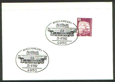 Germany - West 1982 unaddressed card with fine strike of Minden,westf 1 (4850) illustrated Railway cancel