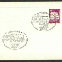 Germany - West 1974 unaddressed card with fine strike of Nornberg 1 (8500) illustrated Railway cancel