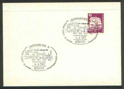 Germany - West 1974 unaddressed card with fine strike of Nornberg 1 (8500) illustrated Railway cancel