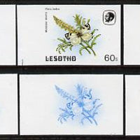 Lesotho 1984 Butterflies Meadow White 60s value x 6 imperf progressive proofs comprising various individual or combination composites
