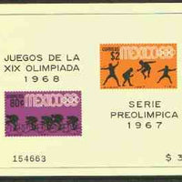 Mexico 1967 Olympic Games (3rd Issue - Postage) imperf m/sheet showing Fencing & Cycling unmounted mint, SG MS 1145b