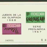 Mexico 1967 Olympic Games (3rd Issue - Air) imperf m/sheet showing Diving & Running unmounted mint, SG MS 1150a