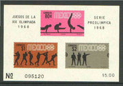 Mexico 1968 Olympic Games (4th Issue - Postage) imperf m/sheet showing Gymnastics, Boxing & Pistol shooting unmounted mint, SG MS 1164b