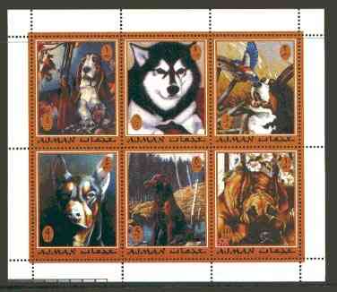 Ajman 2000 Dogs #01 perf sheetlet containing set of 6 values unmounted mint