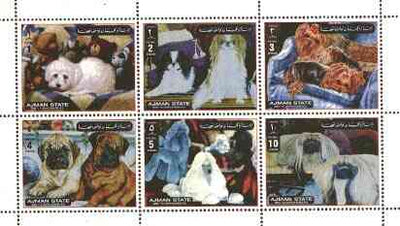 Ajman 2000 Dogs #02 perf sheetlet containing set of 6 values unmounted mint