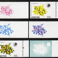 Lesotho 1984 Butterflies Broad-Bordered Grass Yellow 50s value x 6 imperf progressive proofs comprising various individual or combination composites