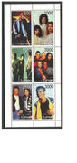 Batum 1999 Pop Stars perf sheetlet containing set of 6 values (Queen, Spice Girls, Jackson, Pink Floyd etc) unmounted mint