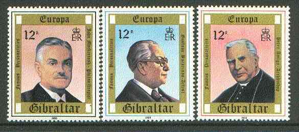 Gibraltar 1980 Europa Personalities set of 3 unmounted mint SG 433-35*