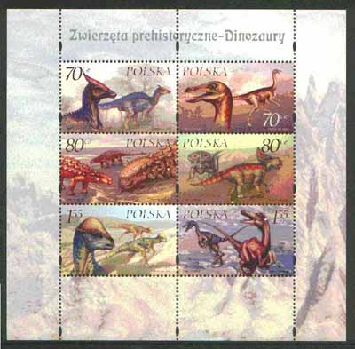 Poland 2000 Dinosaurs perf sheetlet containing set of 6 values unmounted mint