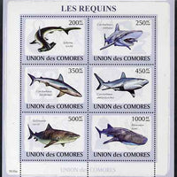 Comoro Islands 2009 Sharks perf sheetlet containing 6 values unmounted mint