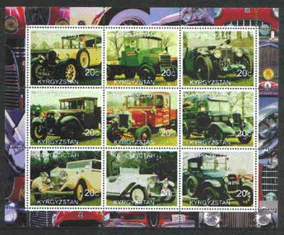 Kyrgyzstan 2000 Vintage Cars & Trucks perf sheetlet containing set of 9 values unmounted mint