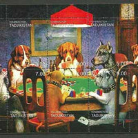 Tadjikistan 2000 Dogs Playing Poker composite perf sheetlet containing complete set of 6 values unmounted mint