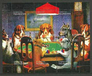 Tadjikistan 2000 Dogs Playing Poker composite perf sheetlet containing complete set of 6 values unmounted mint