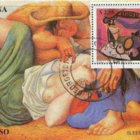 Guyana 1990 Picasso perf m/sheet (Still Life with Guitar & Sleeping farmers) cto used