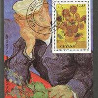 Guyana 1990 Van Gogh perf m/sheet (Sunflowers & Self Portrait) cto used