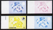 Lesotho 1984 Butterflies African Migrant 6s value x 4 imperf progressive proofs comprising various individual or combination composites unmounted mint