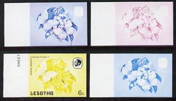 Lesotho 1984 Butterflies African Migrant 6s value x 4 imperf progressive proofs comprising various individual or combination composites unmounted mint