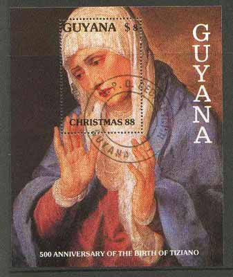 Guyana 1988 Christmas perf m/sheet (Virgin by Tiziano) cto used