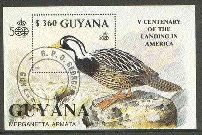 Guyana 1991 Discovery of America perf m/sheet (Duck) cto used