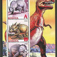 Kosova 2000 Dinosaurs (Year of the Dragon) perf sheetlet containing set of 3 values unmounted mint