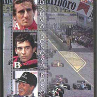 Kosova 2000 Formula 1 perf sheetlet containing set of 3 values unmounted mint