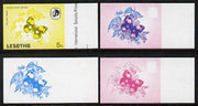 Lesotho 1984 Butterflies Yellow Pansy 5s value x 4 imperf progressive proofs comprising various individual or combination composites