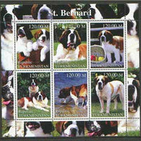 Turkmenistan 2000 St Bernard Dogs perf sheetlet containing set of 6 values unmounted mint