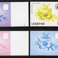 Lesotho 1984 Butterflies Suffused Acraea 10s value x 4 imperf progressive proofs comprising various individual or combination composites