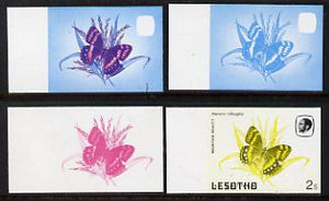 Lesotho 1984 Butterflies Mountain Beauty 2s value x 4 imperf progressive proofs comprising various individual or combination composites unmounted mint