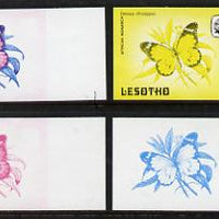 Lesotho 1984 Butterflies African Monarch 1s value x 4 imperf progressive proofs comprising various individual or combination composites unmounted mint