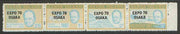 Sanda Island 1970 'Expo 70 Osaka' opt on 1970 Churchill perf def strip of 4 (Chichester Boat, Forest etc) unmounted mint (Rosen S188-91)