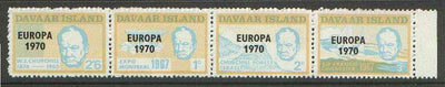 Davaar Island 1970 Europa opt on 1967 Churchill perf def strip of 4 (Chichester Boat, Forest etc) unmounted mint