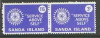 Sanda Island 1970 Rotary Clubs se-tenant perf set of 2 (1s6d & 3s blue) unmounted mint