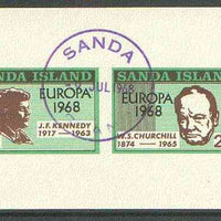 Sanda Island 1968 Europa opt'd on Kennedy & Churchill imperf m/sheet with first day Sanda cancel