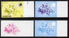 Lesotho 1984 Butterflies Orange Tip 3s value x 4 imperf progressive proofs comprising various individual or combination composites