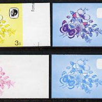 Lesotho 1984 Butterflies Orange Tip 3s value x 4 imperf progressive proofs comprising various individual or combination composites