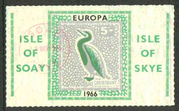 Isle of Soay 1966 Europa (Cormorant) 5s value fine used with Soay cancellation