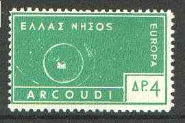 Cinderella - Arcoudi (Greek Local) 1963 4d green Europa perf label showing rocket orbitting Earth (?) unmounted mint, blocks pro rata