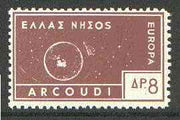 Cinderella - Arcoudi (Greek Local) 1963 8d brown Europa perf label showing rocket orbitting Earth (?) unmounted mint, blocks pro rata