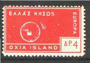 Cinderella - Oxia Island (Greek Local) 1963 4d orange-red Europa perf label showing rocket orbitting Earth (?) unmounted mint, blocks pro rata
