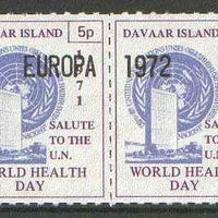 Davaar Island 1971 Rouletted 5p & 15p blue & purple se-tenant pair (Salute to the UN - World Health Day) opt'd EUROPA 1972 unmounted mint