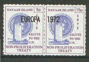 Davaar Island 1971 Rouletted 5p & 15p blue & purple se-tenant pair (Salute to the UN - Non-Proliferation Treaty) opt'd EUROPA 1972 unmounted mint