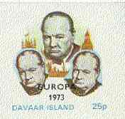 Davaar Island 1973 Churchill Commen unmounted mint 25p imperf (square) opt'd EUROPA 1973