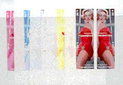 Tadjikistan 1999 Marilyn Monroe sheetlet of 2 (Marilyn in Mirror), the set of 5 imperf progressive colour proofs comprising various 2, 3 and all 4-colour composite