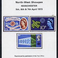 Exhibition souvenir sheet for 1973 North West Showpex showing,Great Britain Europa stamps unmounted mint