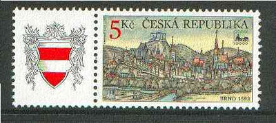 Czech Republic 2000 BRNO 2000 Stamp Exhibition 5k stamp with label (Arms) unmounted mint