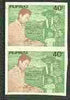 Philippines 1982 Tenant Emancipation Decree 40s imperf pair on gummed wmk'd paper (from the single imperf archive sheet) as SG 1725 (sl soiling)